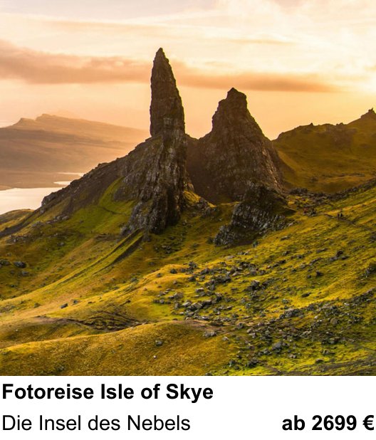 Motivorientierter Fotoworkshop mit dem Thema Fotoreise Isle of Skye: Die Insel des Nebels