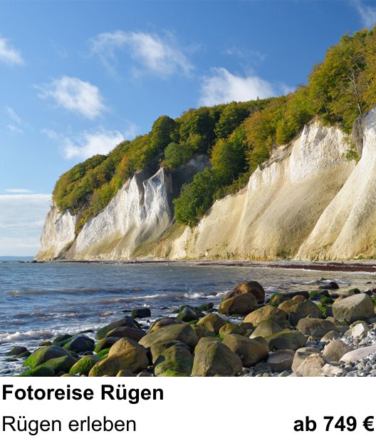 Motivorientierter Fotoworkshop mit dem Thema Fotoreise Rügen: Rügen erleben